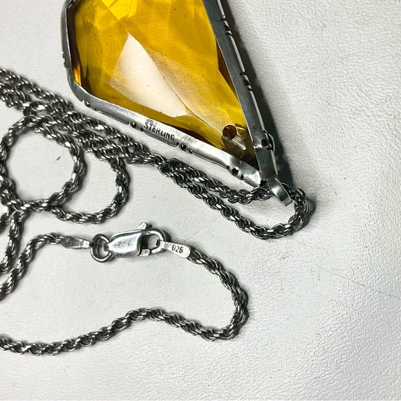 Art Deco Sterling Silver Large Pendant Necklace - Picture 7 of 12